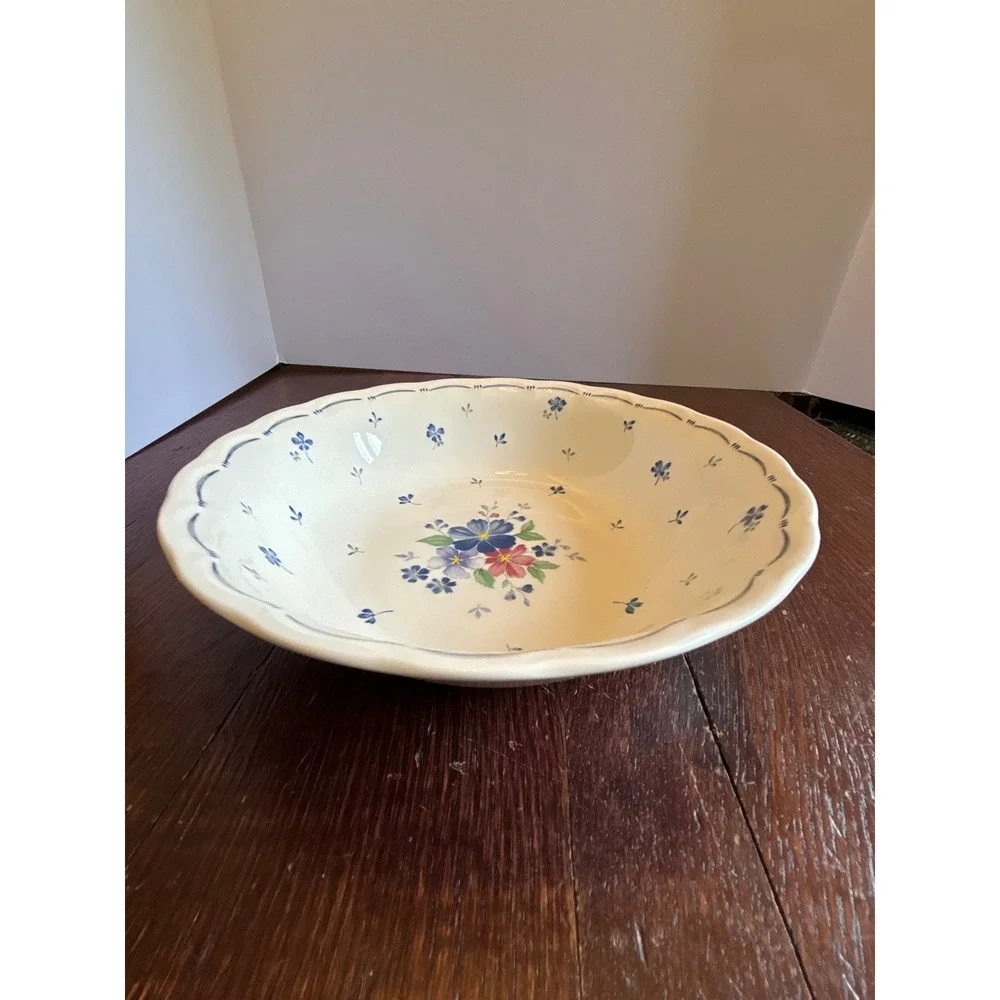 Nikko Provincial Designs Serving Bowl Floral Scalloped Rim Japan Stoneware 9in